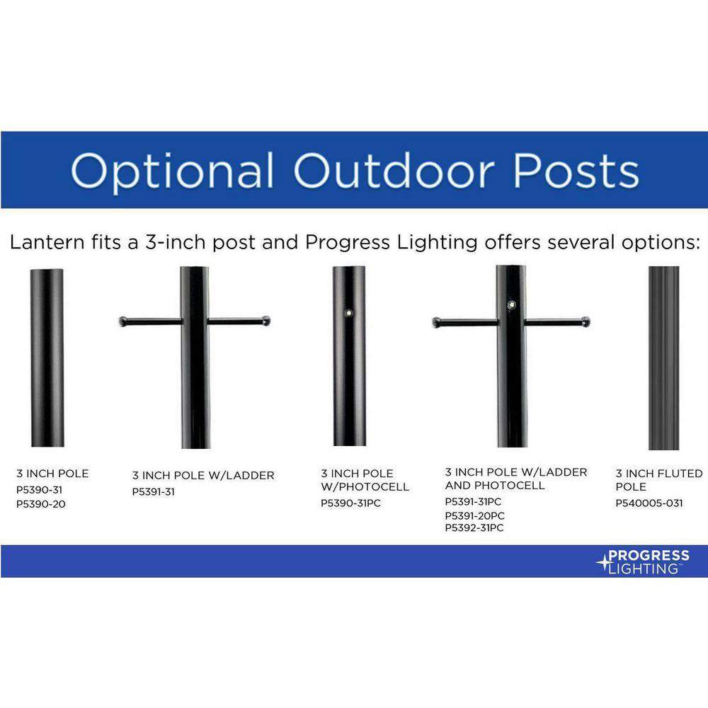 Progress Lighting Arrive Collection 1-Light Textured Black LED Outdoor Post Lantern, 9 in. x 15-7/8 in.