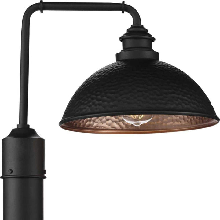 Progress Lighting Englewood 1-Light Hammered Textured Black Outdoor Post Lantern, 16 in. W x 13.5 in. H