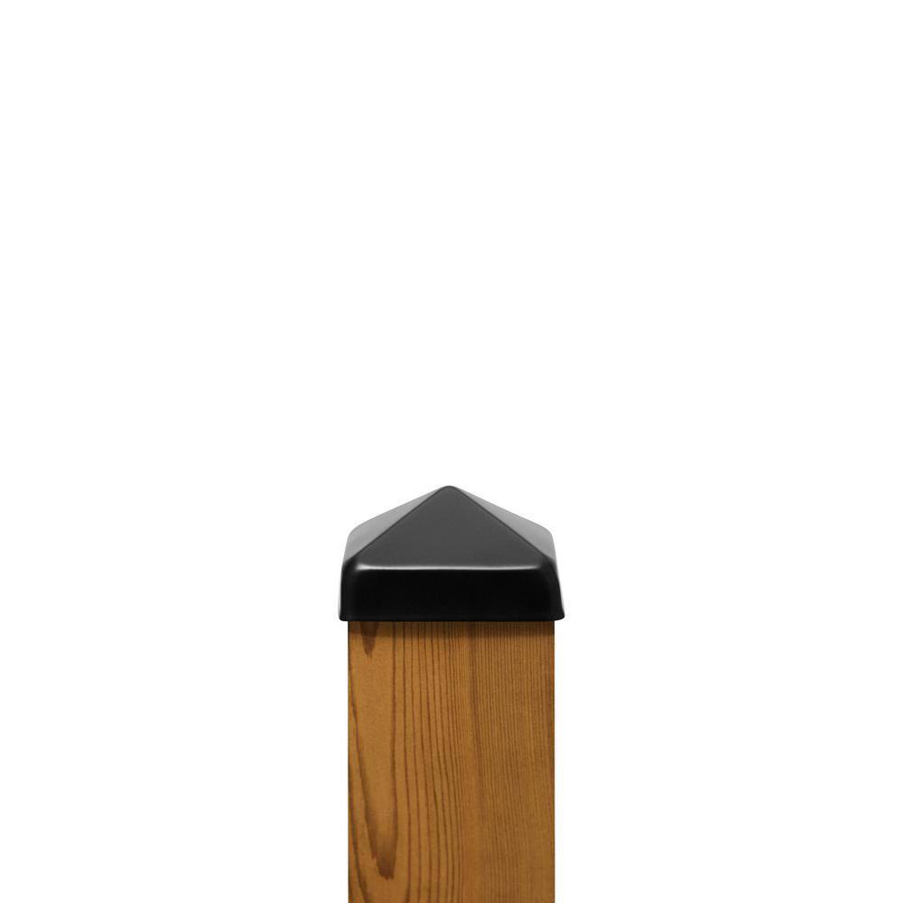Protectyte 4 in. x 4 in. Black Stainless Steel Pyramid Post Cap with 3/4 in. Lip
