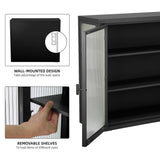 27.6 in. W x 9.1 in. D x 23.6 in. H in Black Metal Ready to Assemble Wall Kitchen Cabinet with Detachable Shelves