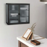 27.6 in. W x 9.1 in. D x 23.6 in. H in Black Metal Ready to Assemble Wall Kitchen Cabinet with Detachable Shelves