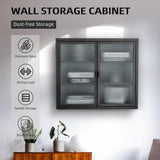 27.6 in. W x 9.1 in. D x 23.6 in. H in Black Metal Ready to Assemble Wall Kitchen Cabinet with Detachable Shelves