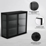 27.6 in. W x 9.1 in. D x 23.6 in. H in Black Metal Ready to Assemble Wall Kitchen Cabinet with Detachable Shelves