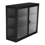 27.6 in. W x 9.1 in. D x 23.6 in. H in Black Metal Ready to Assemble Wall Kitchen Cabinet with Detachable Shelves