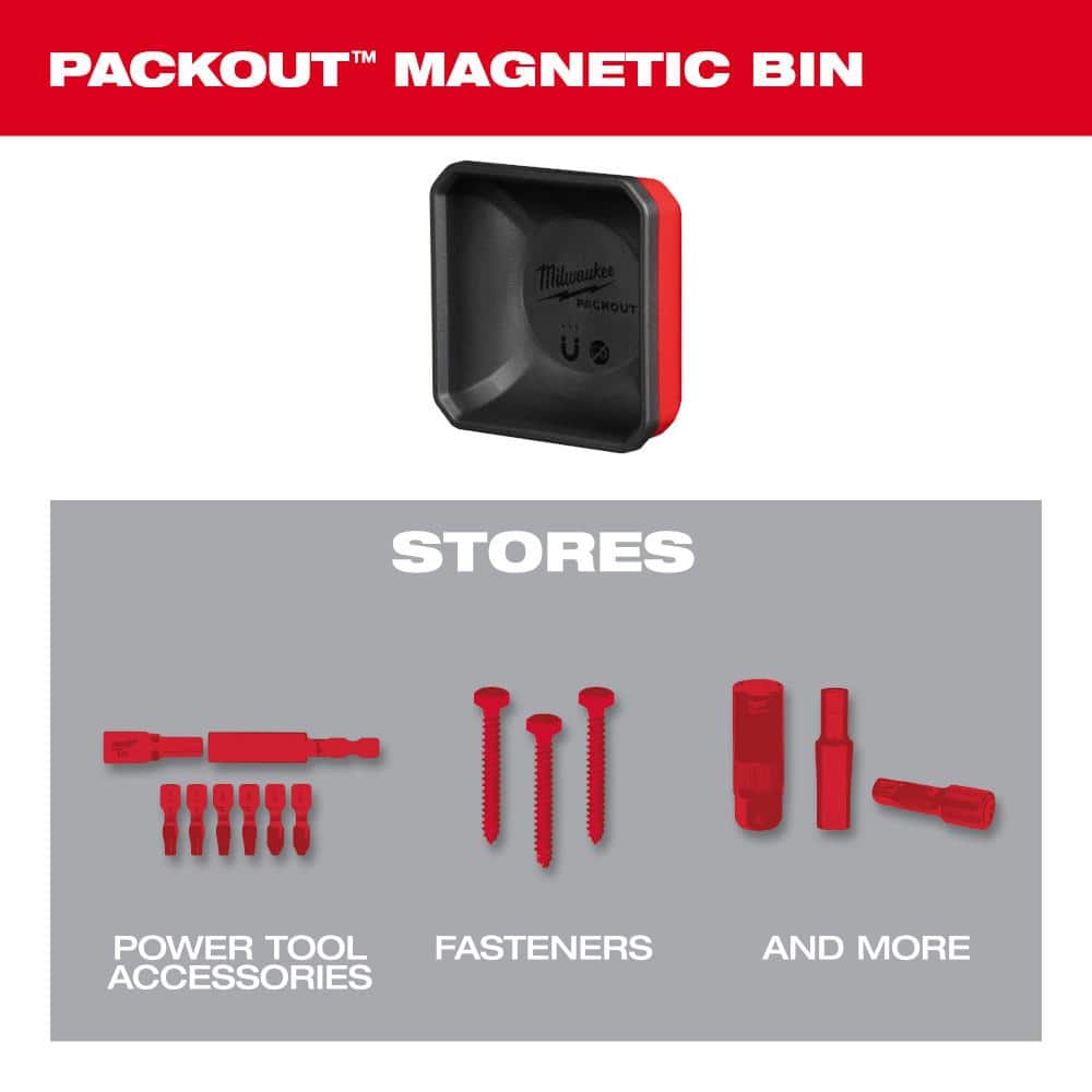 Milwaukee PACKOUT Magnetic Bin Tool Holder, 4 in. x 4 in. x 2 in.