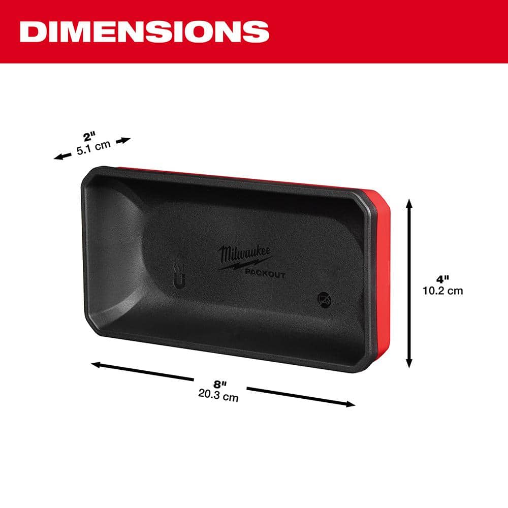 Milwaukee PACKOUT Large Magnetic Bin Tool Holder, 8 in W x 4 in D x 2 in H