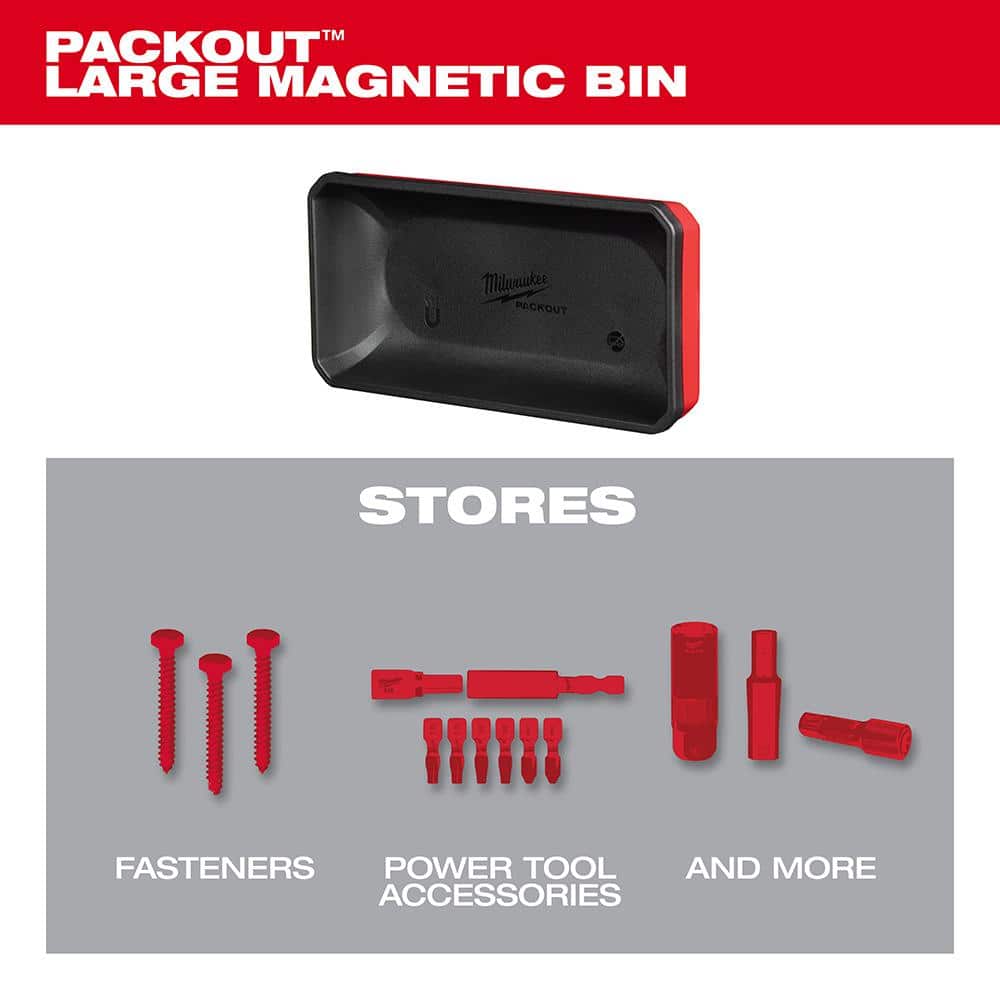 Milwaukee PACKOUT Large Magnetic Bin Tool Holder, 8 in W x 4 in D x 2 in H