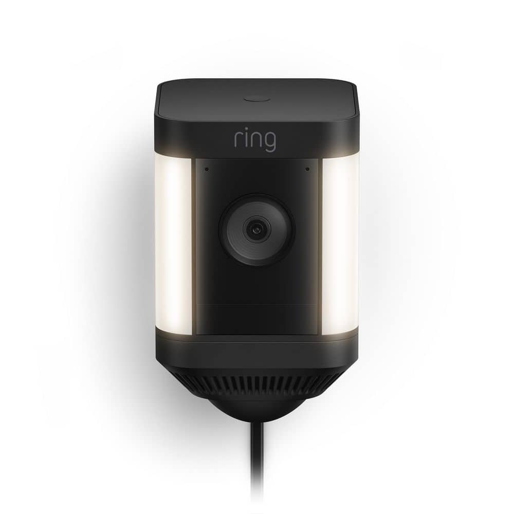 Ring Spotlight Cam Plus, Plug-In - Smart Security Video Camera with LED Lights, 2-Way Talk, Color Night Vision, Black