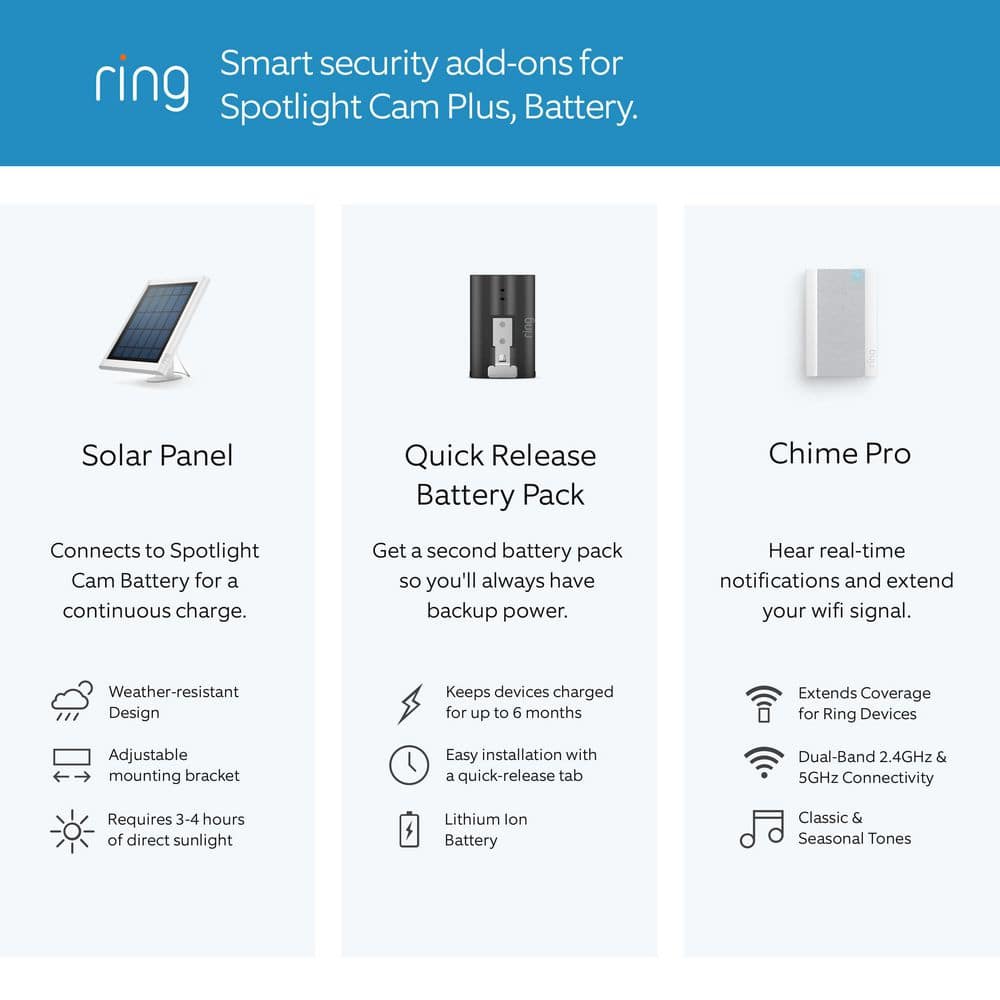 Ring Spotlight Cam Plus, Battery - Smart Security Video Camera with LED Lights, 2-Way Talk, Color Night Vision, Black, 2-Pack