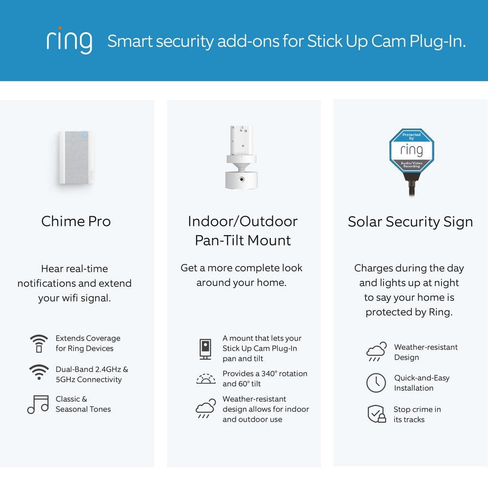 Ring Stick Up Cam Plug-In -Wired Camera Indoor/Outdoor Smart Security Wi-Fi Video with 2-Way Talk, Night Vision, Black