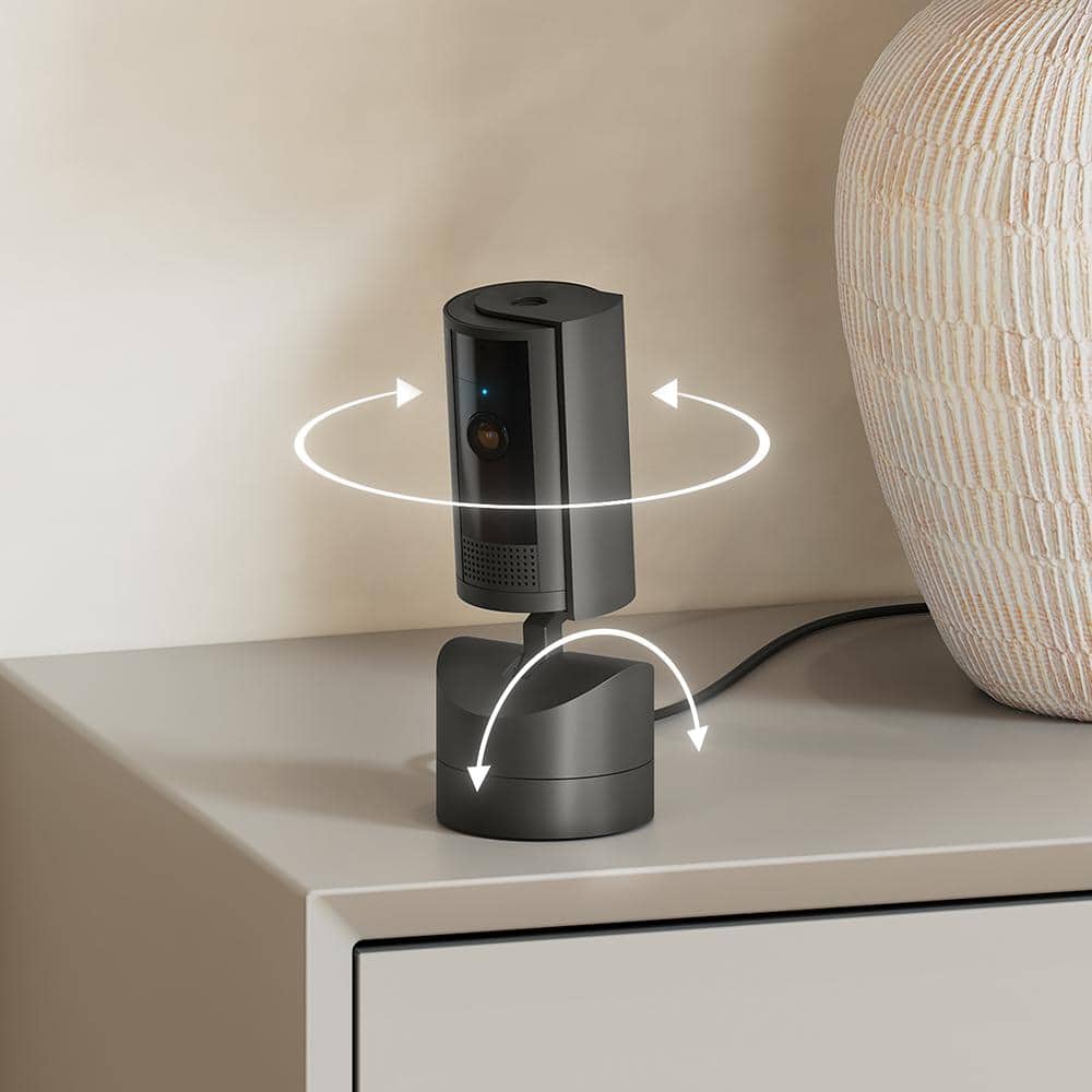 Ring Pan-Tilt Indoor Cam Plug-in Security Camera with 360° Horizontal Pan Coverage, Live View and Two-Way Talk, Black