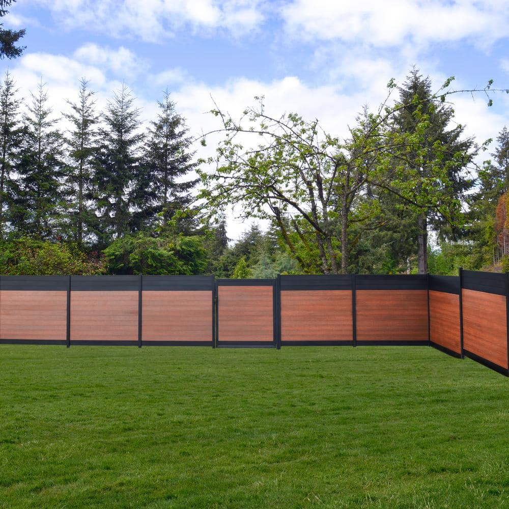 EuroFence Euro Style 6 ft. H x 6 ft. W Black Top Black Rose Aluminum/Composite Horizontal Fence Section