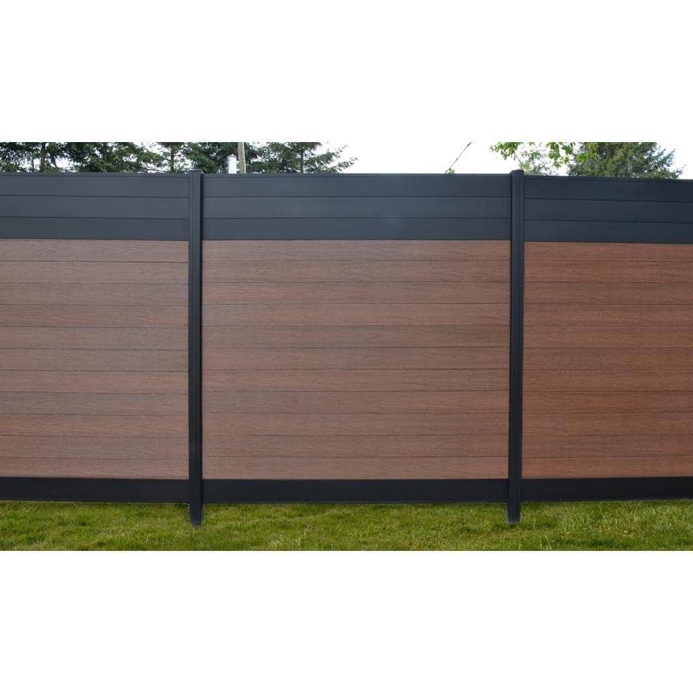 EuroFence Euro Style 6 ft. H x 6 ft. W Black Top Black Rose Aluminum/Composite Horizontal Fence Section