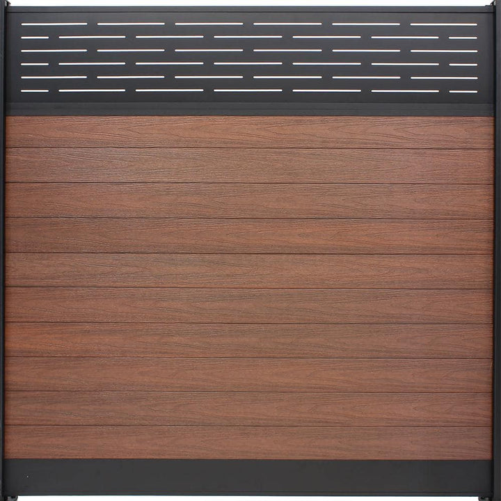 EuroFence Euro Style 6 ft. x 6 ft. Lattice Top Black Rose Aluminum/Composite Horizontal Fence Panel