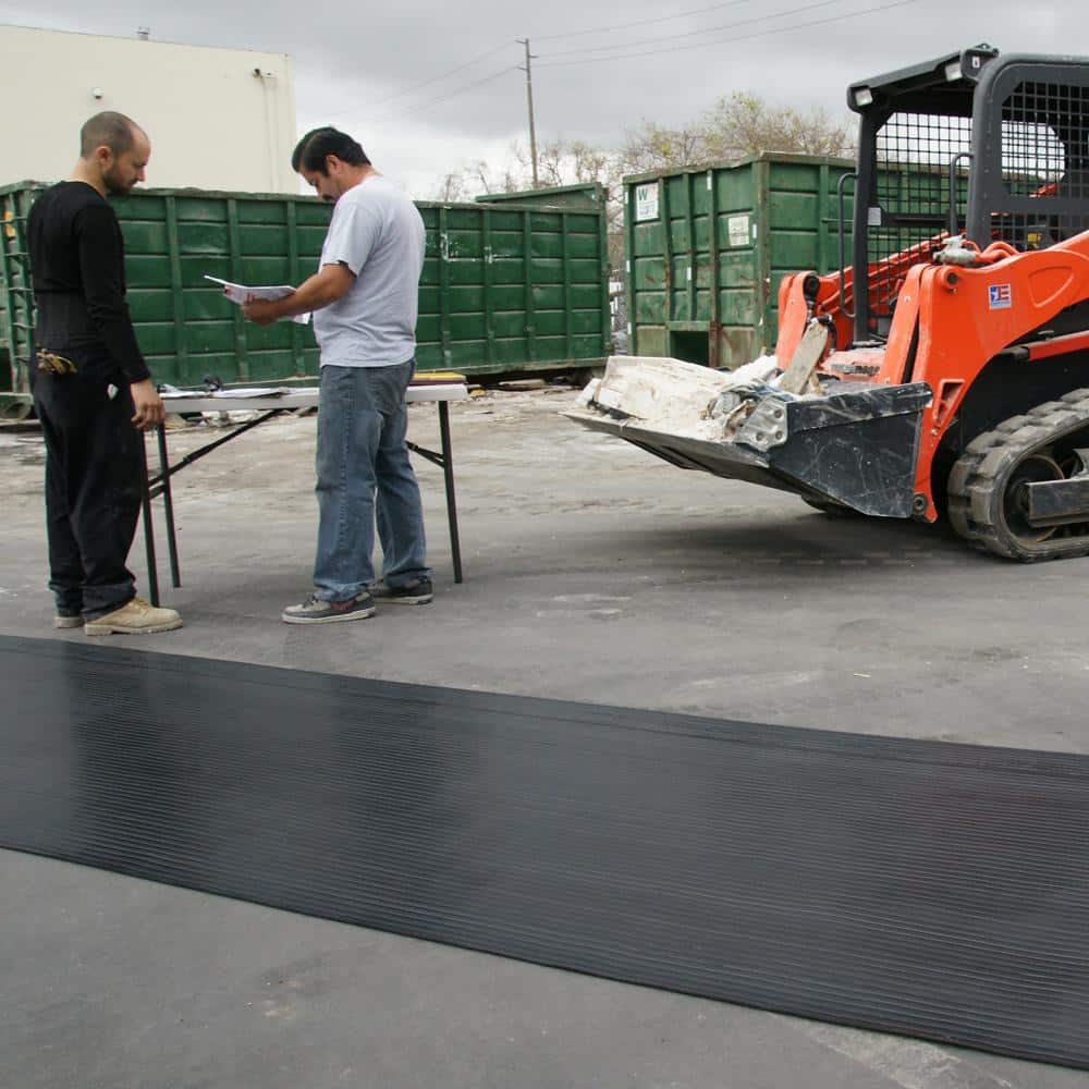 Rubber-Cal Corrugated Wide Rib 3 ft. x 6 ft. Black Rubber Flooring (18 sq. ft.)