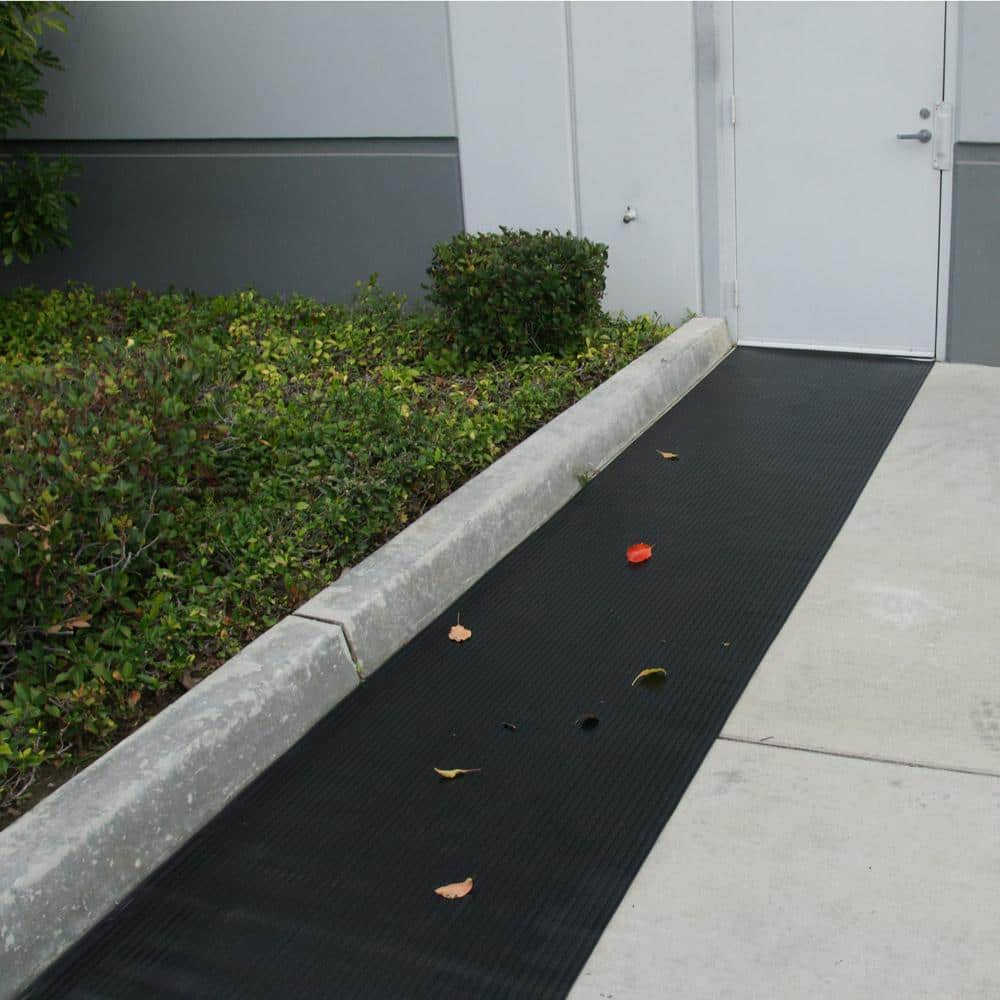 Rubber-Cal Corrugated Wide Rib 3 ft. x 15 ft. Black Rubber Flooring (45 sq. ft.)