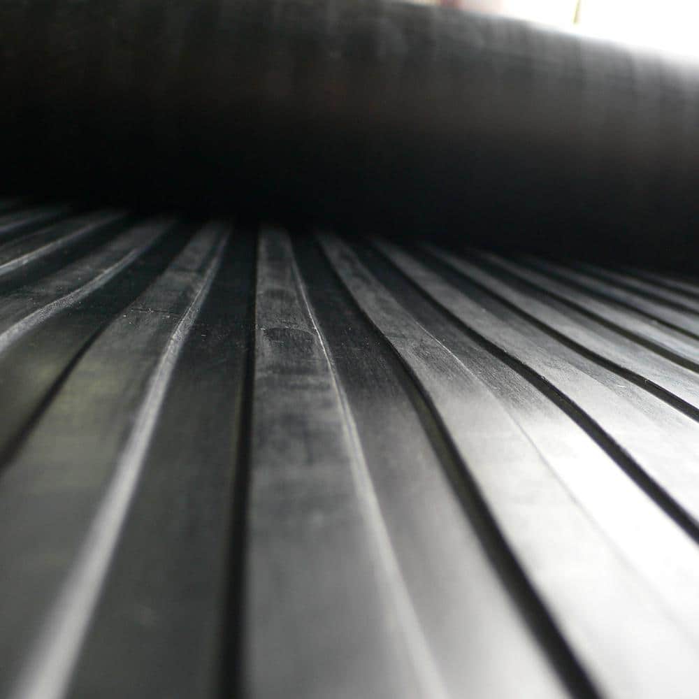 Rubber-Cal Corrugated Wide Rib 3 ft. x 20 ft. Black Rubber Flooring (60 sq. ft.)