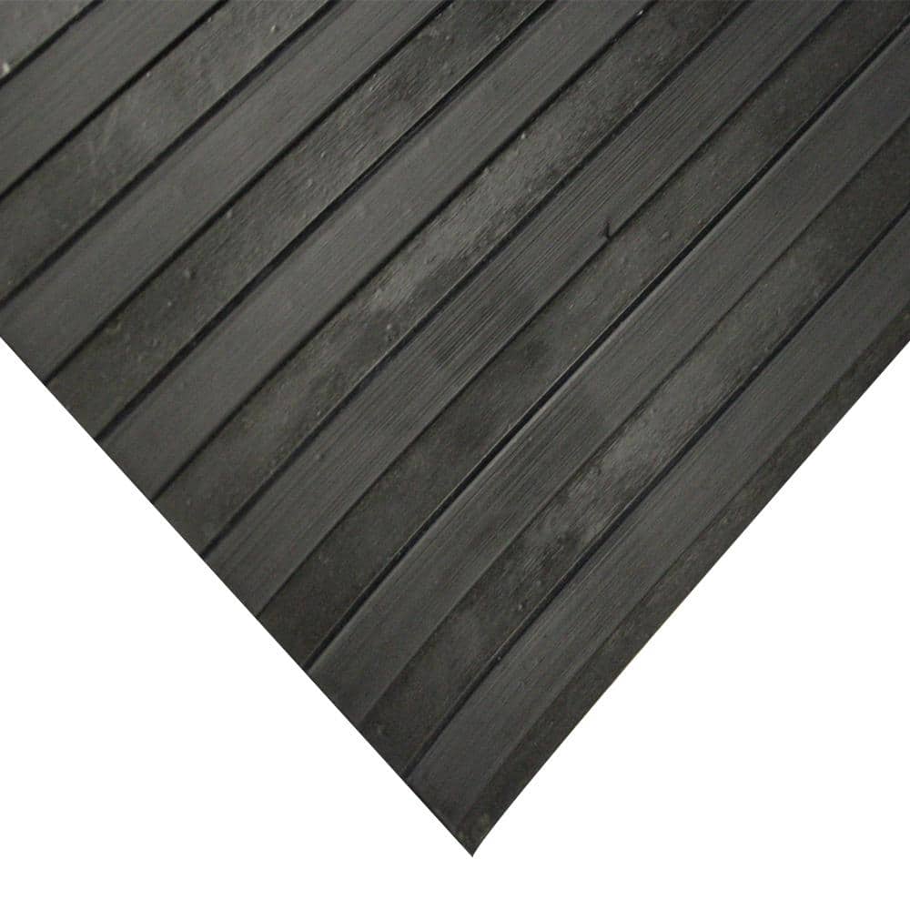 Rubber-Cal Corrugated Wide Rib 3 ft. x 20 ft. Black Rubber Flooring (60 sq. ft.)