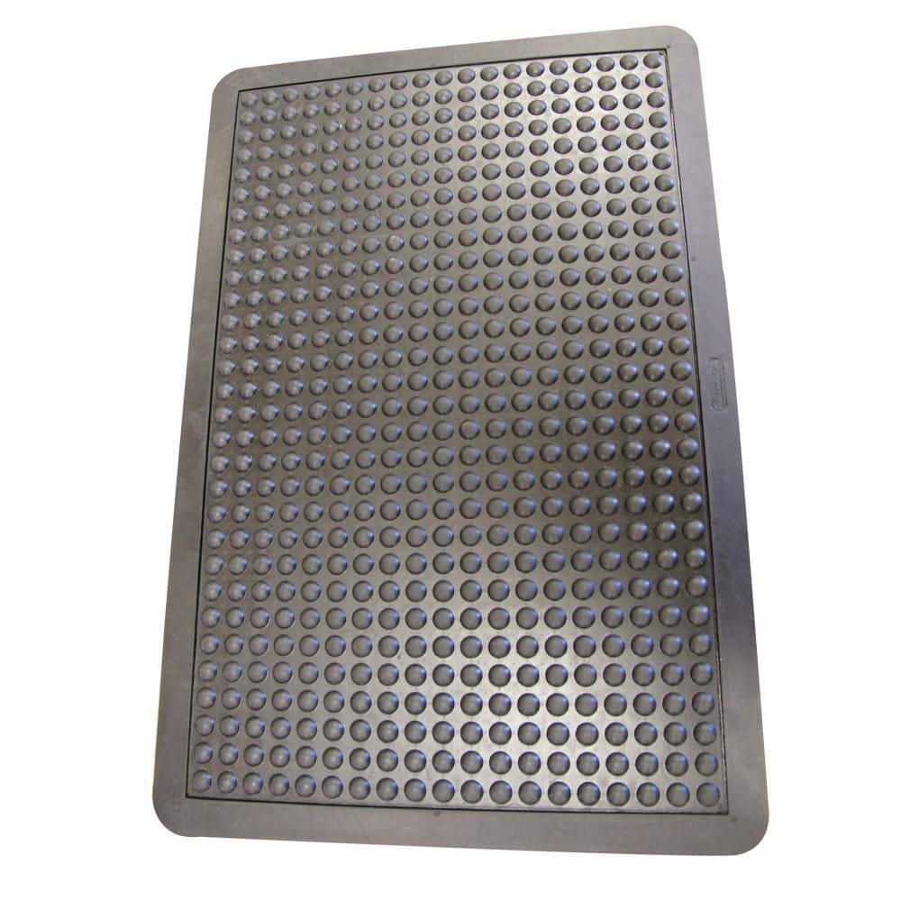Rubber-Cal "Bubble-Top" Anti-Fatigue Floor Mat, 5/8 in Thick, 2 ft x 3 ft, Black Borders