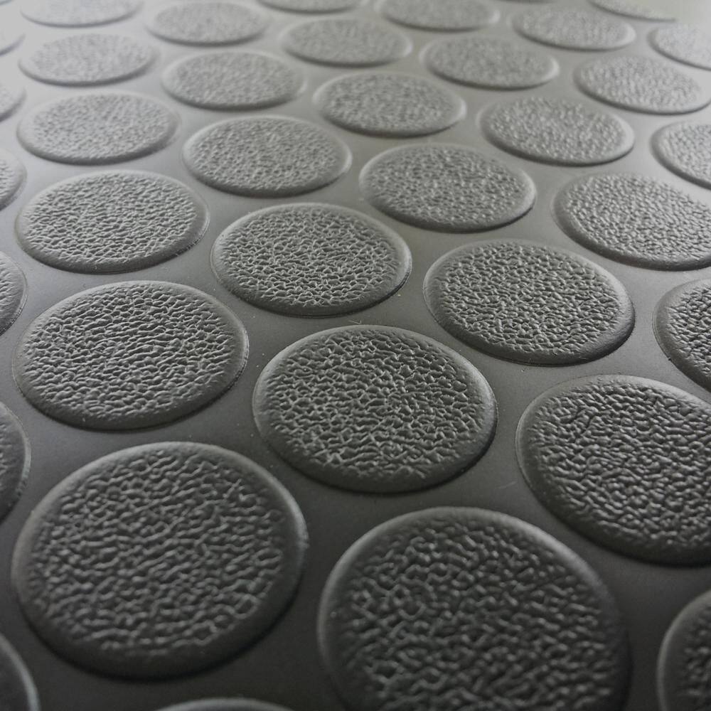 Rubber-Cal Coin Grip 4 ft. x 35 ft. Black Commercial Grade PVC Flooring, 2 mm