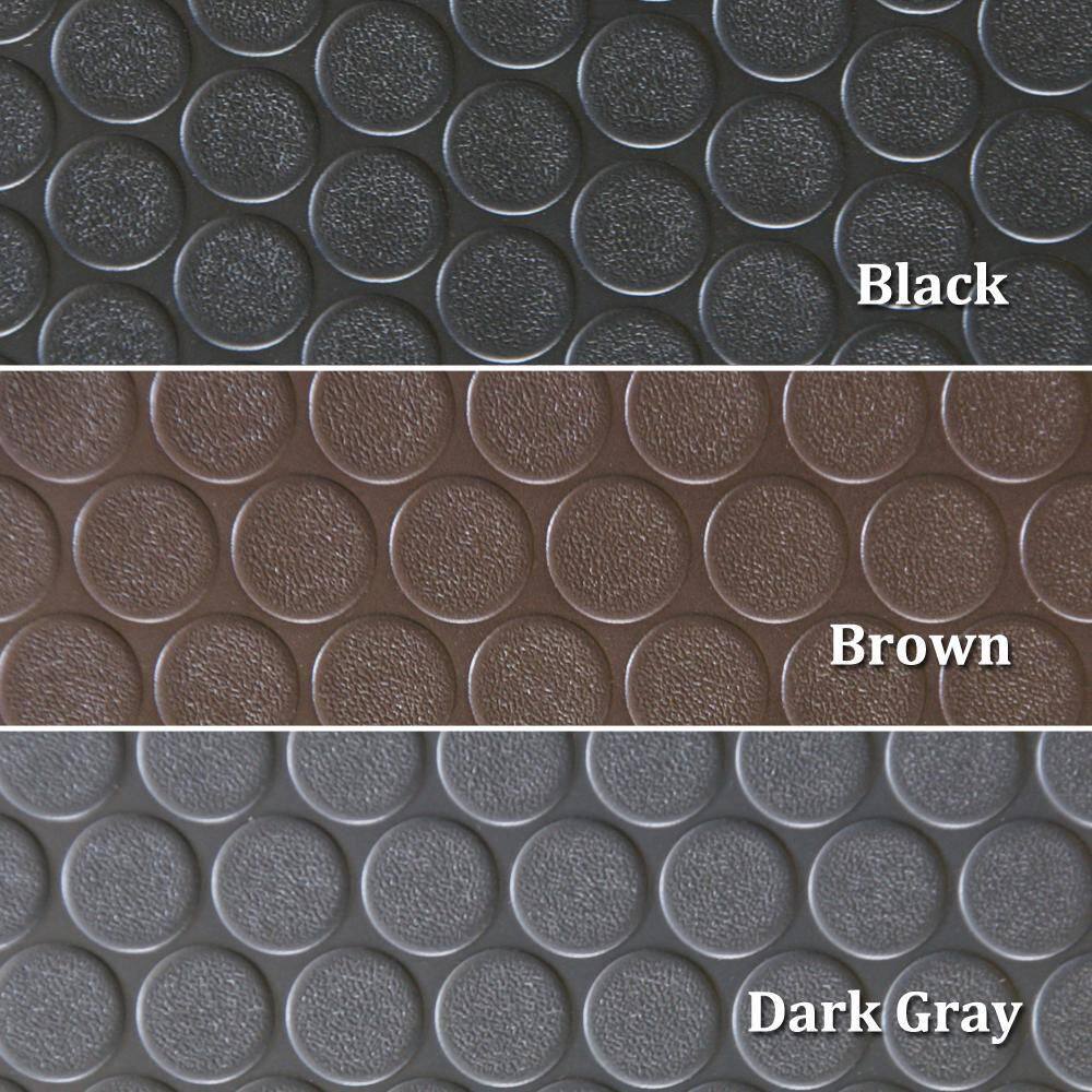 Rubber-Cal Coin Grip 4 ft. x 7 ft. Black Commercial Grade PVC Flooring
