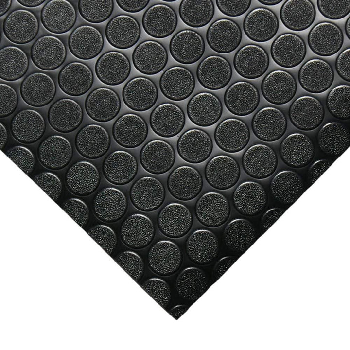 Rubber-Cal Coin Grip 4 ft. x 15 ft. Black Commercial Grade PVC Flooring