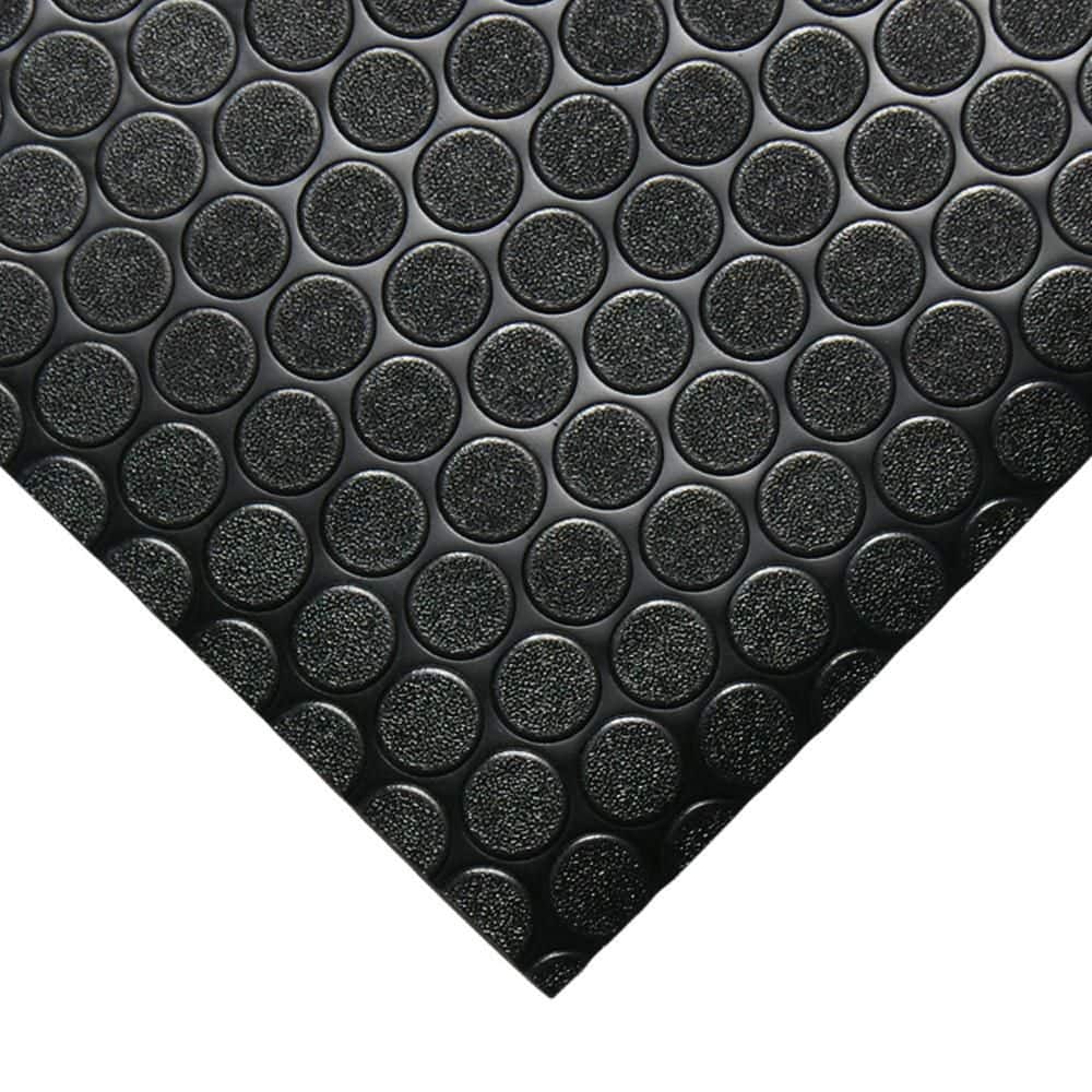 Rubber-Cal Coin Grip 4 ft. x 20 ft. Black Commercial Grade PVC Flooring (2 mm)