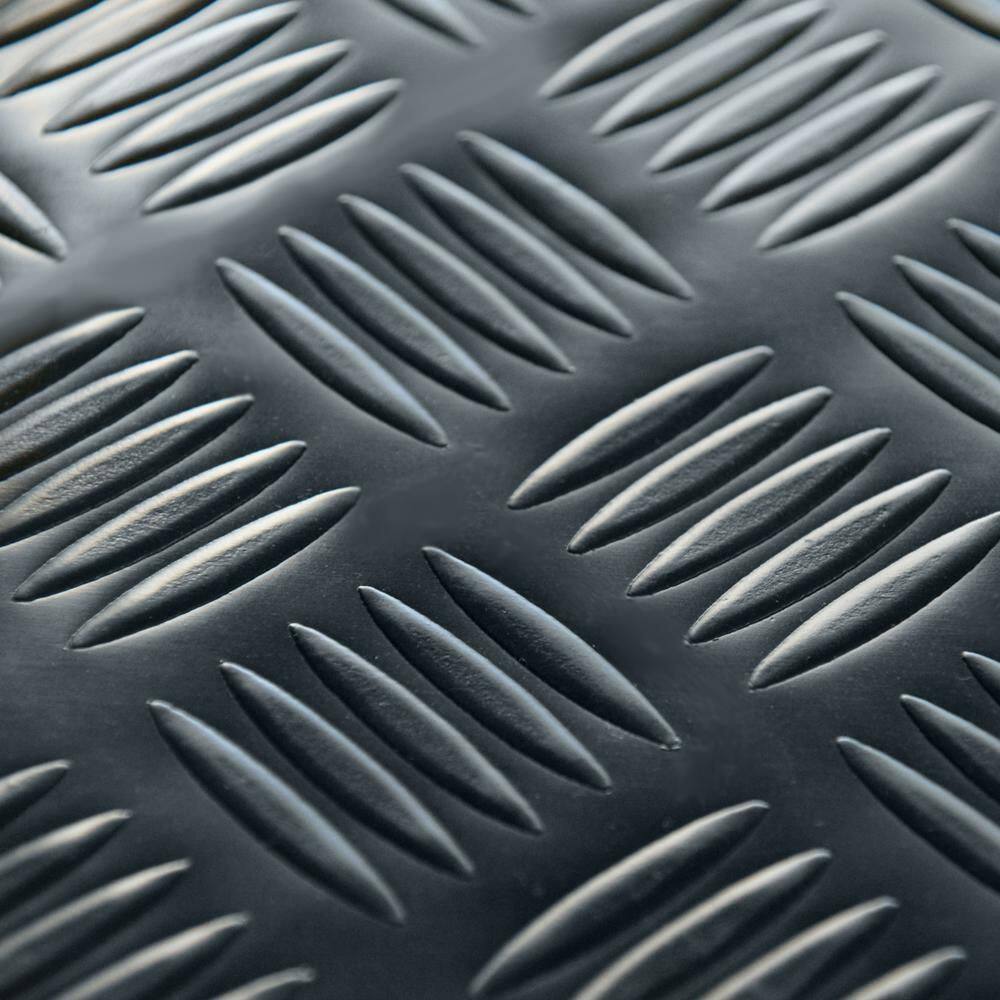 Rubber-Cal "Diamond-Grip" 4 ft. x 6 ft. Black Commercial PVC Flooring