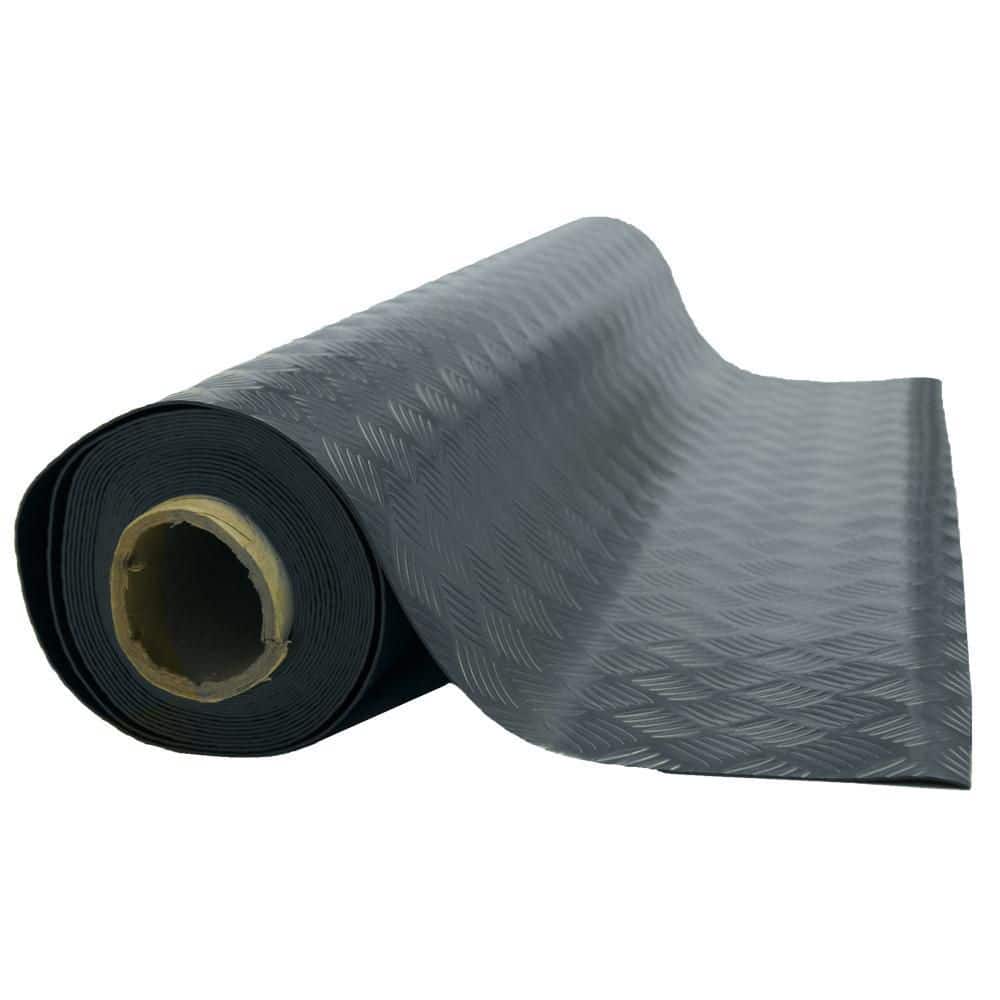 Rubber-Cal "Diamond-Grip" 4 ft. x 40 ft. Black Commercial PVC Flooring