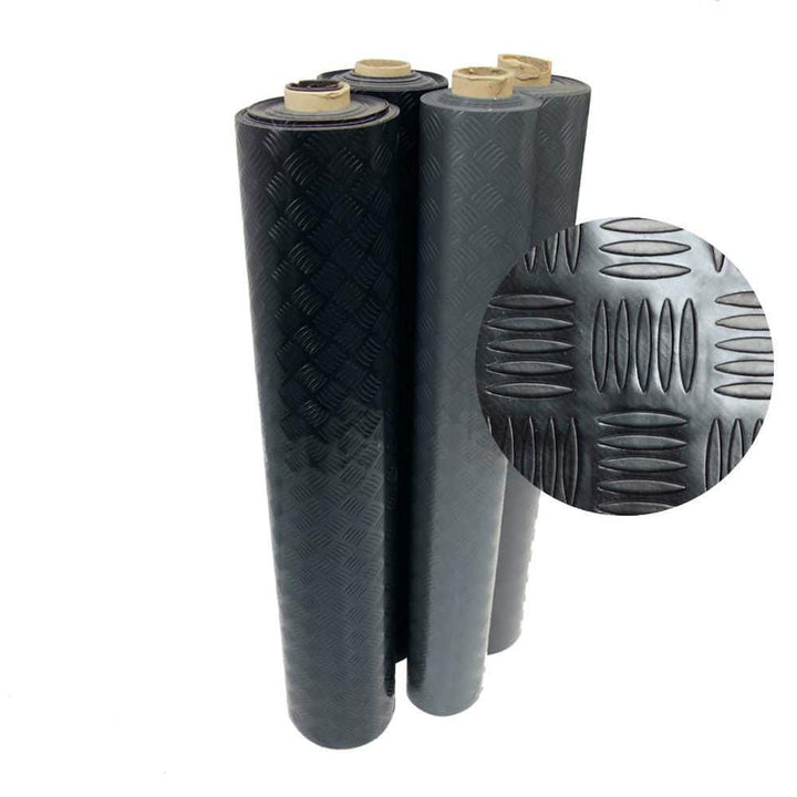 Rubber-Cal "Diamond-Grip" 4 ft. x 40 ft. Black Commercial PVC Flooring