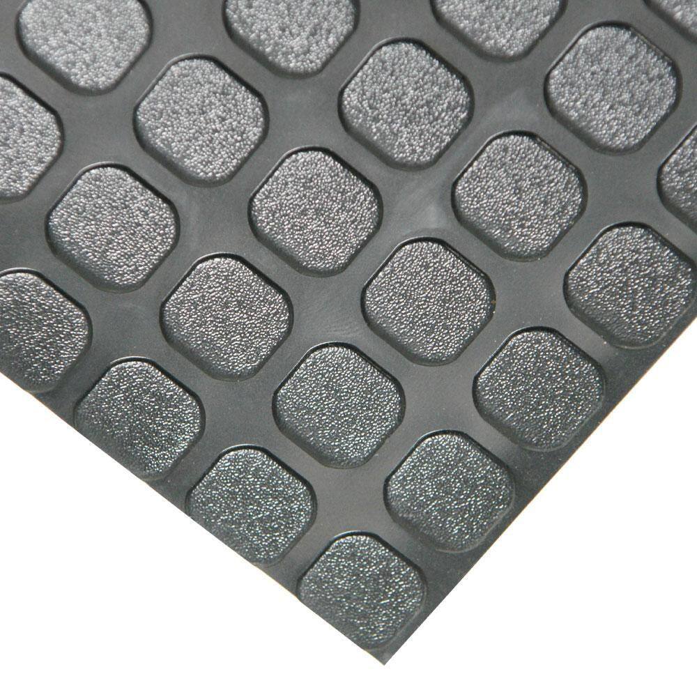 Rubber-Cal "Block-Grip" 4 ft. x 8 ft. Black Commercial PVC Flooring