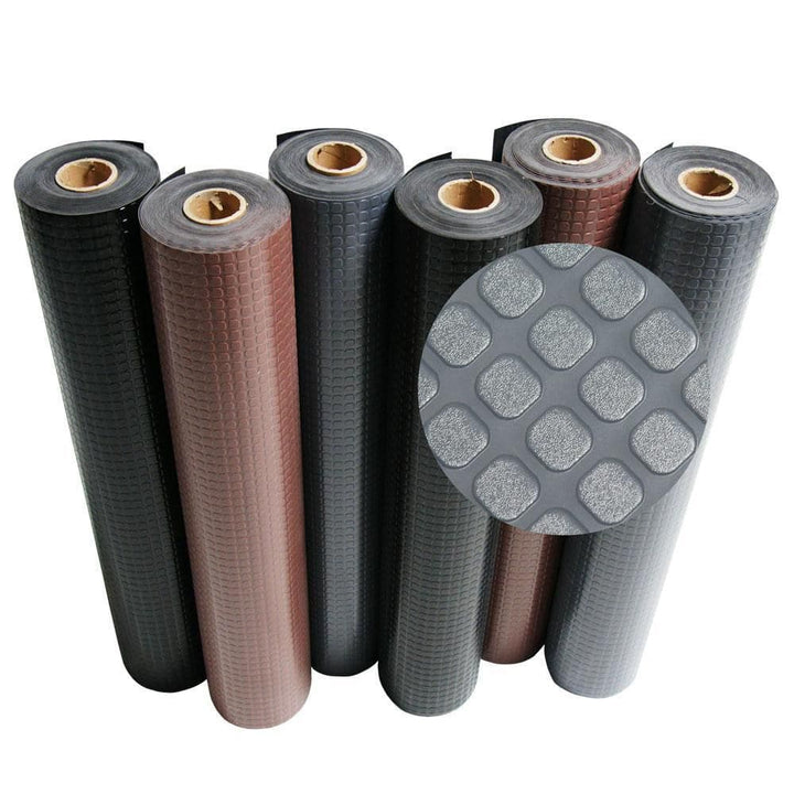 Rubber-Cal "Block-Grip" 4 ft. x 8 ft. Black Commercial PVC Flooring