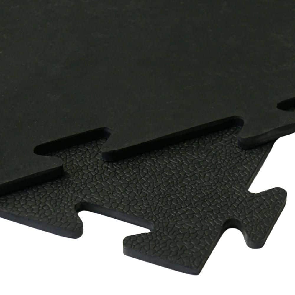 Rubber-Cal Armor-Lock (Fitness) 3/8 in. x 20 in. x 20 in. Black Interlocking Rubber Tiles, 6-Pack (16.5 sq. ft.)