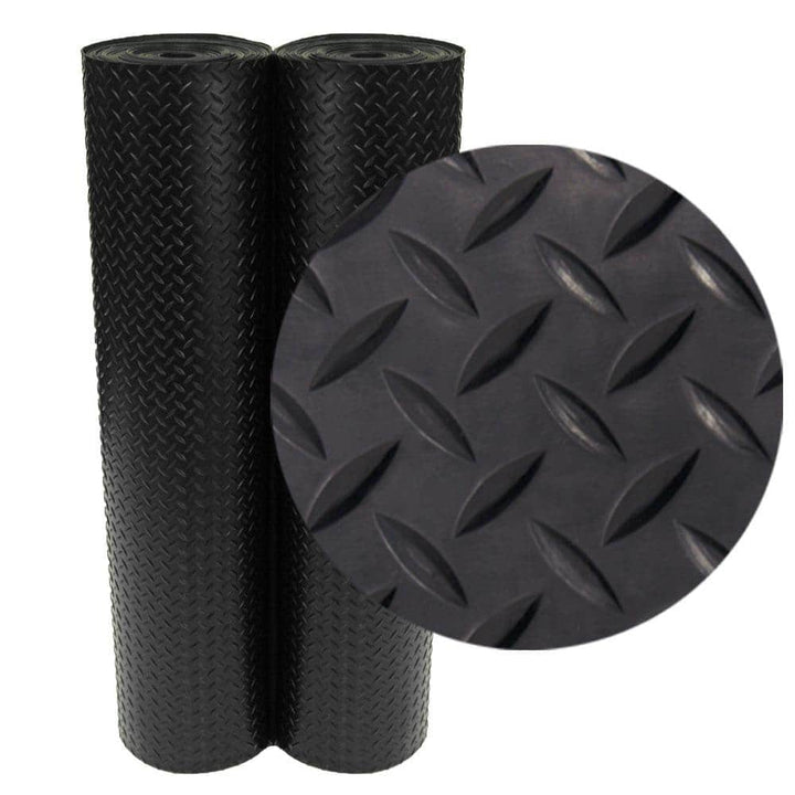 Rubber-Cal Diamond Plate 4 ft. x 4 ft. Black Rubber Flooring (16 sq. ft.)