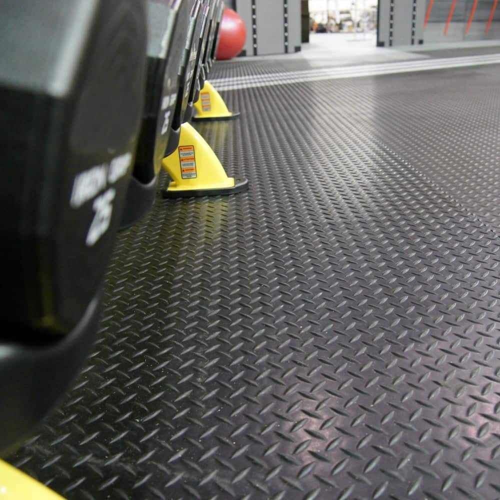 Rubber-Cal Diamond Plate 4 ft. x 8 ft. Black Rubber Flooring (32 sq. ft.)