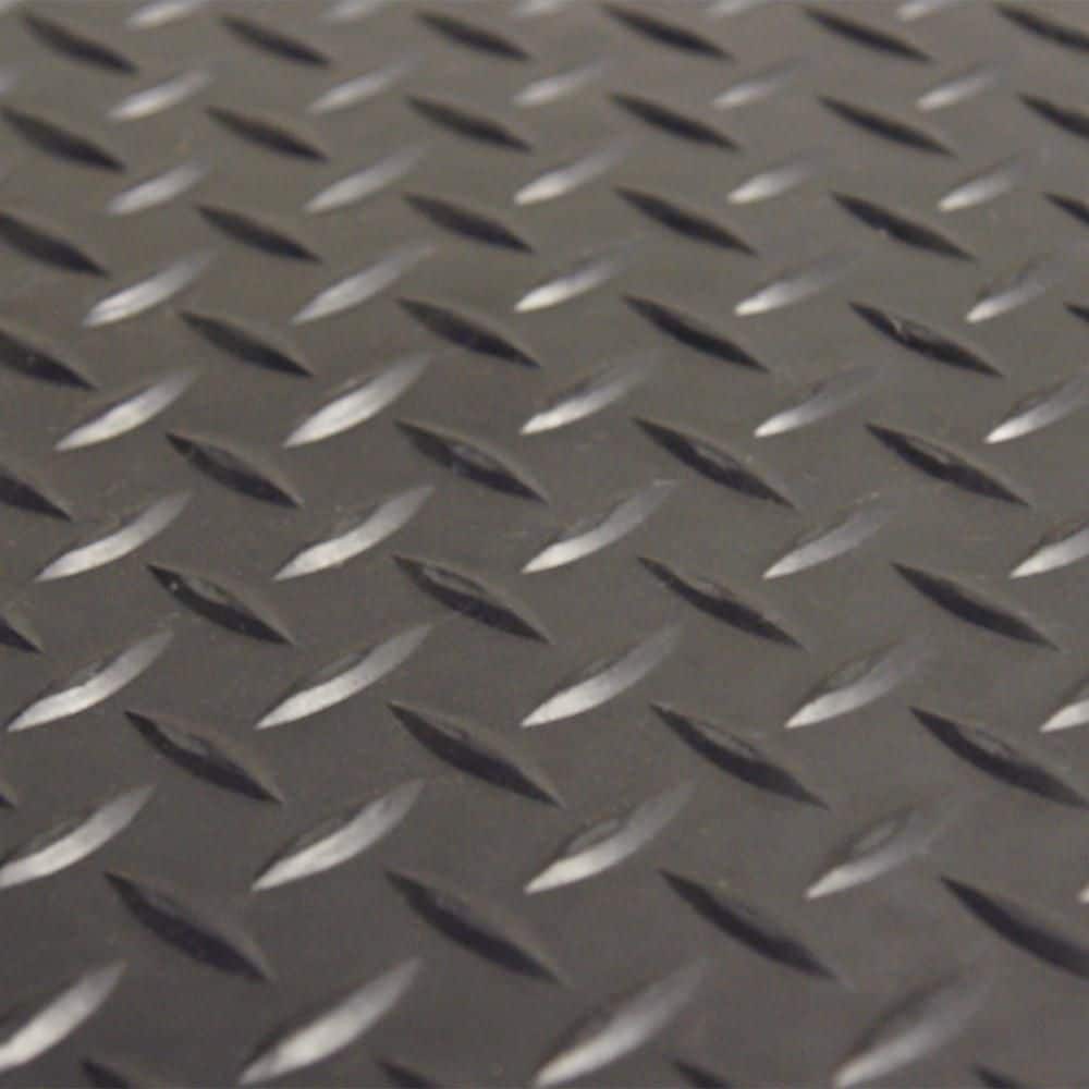 Rubber-Cal Diamond Plate 4 ft. x 1.5 ft. Black Rubber Flooring (6 sq. ft.)