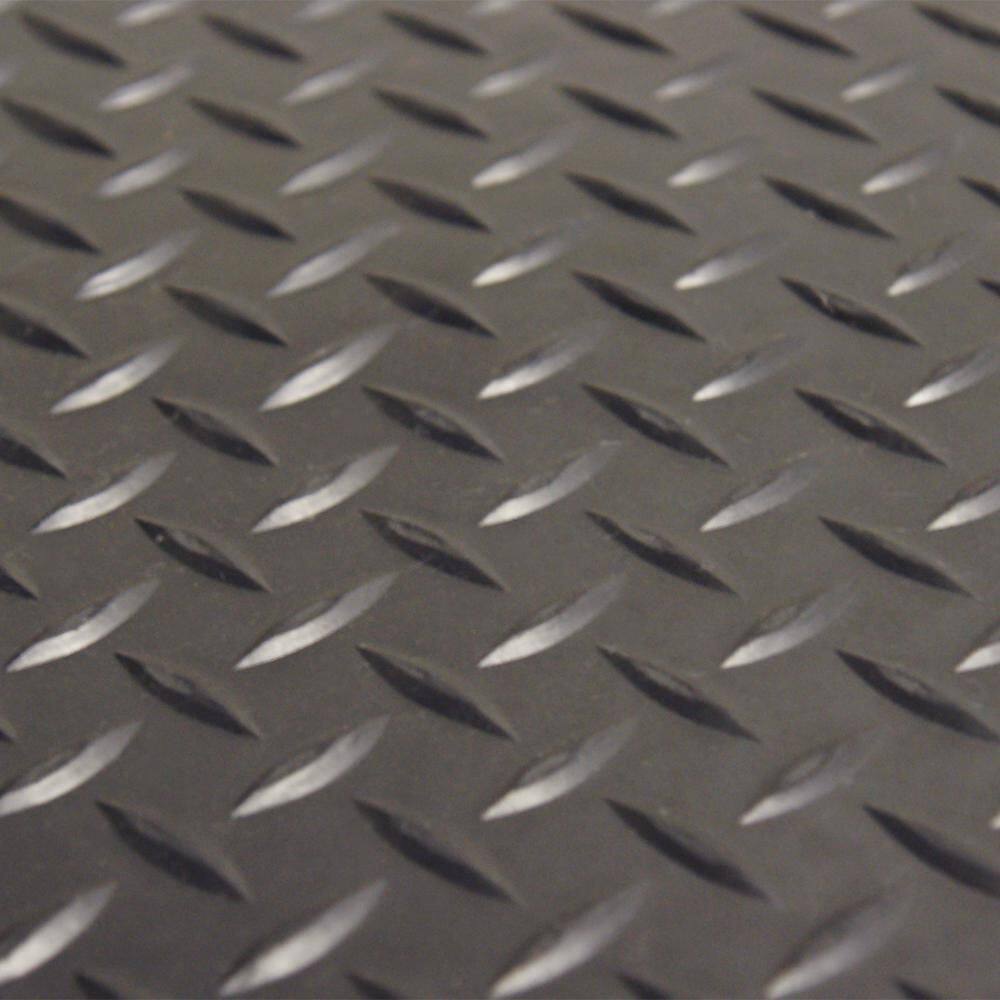 Rubber-Cal Diamond Plate 4 ft. x 2.5 ft. Black Rubber Flooring (10 sq. ft.)