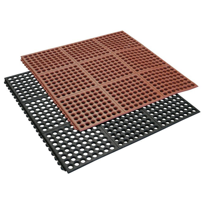 Rubber-Cal Dura-Chef Interlock Anti-Fatigue Mat – 5/8 in. x 3 ft. x 3 ft., Black Rubber