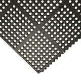 Rubber-Cal Dura-Chef Interlock Anti-Fatigue Mat – 5/8 in. x 3 ft. x 3 ft., Black Rubber