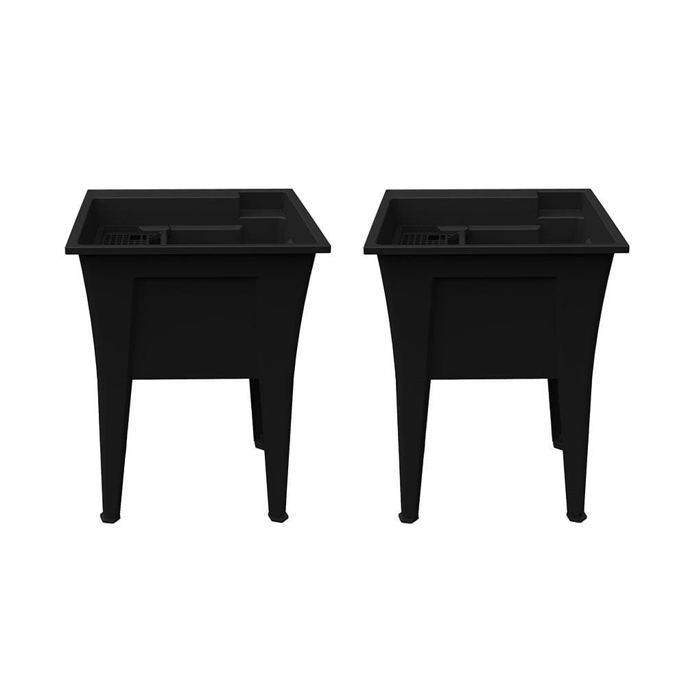 RUGGED TUB 24 in. x 22 in. Black Freestanding Utility Laundry Sink (Pack of 2)