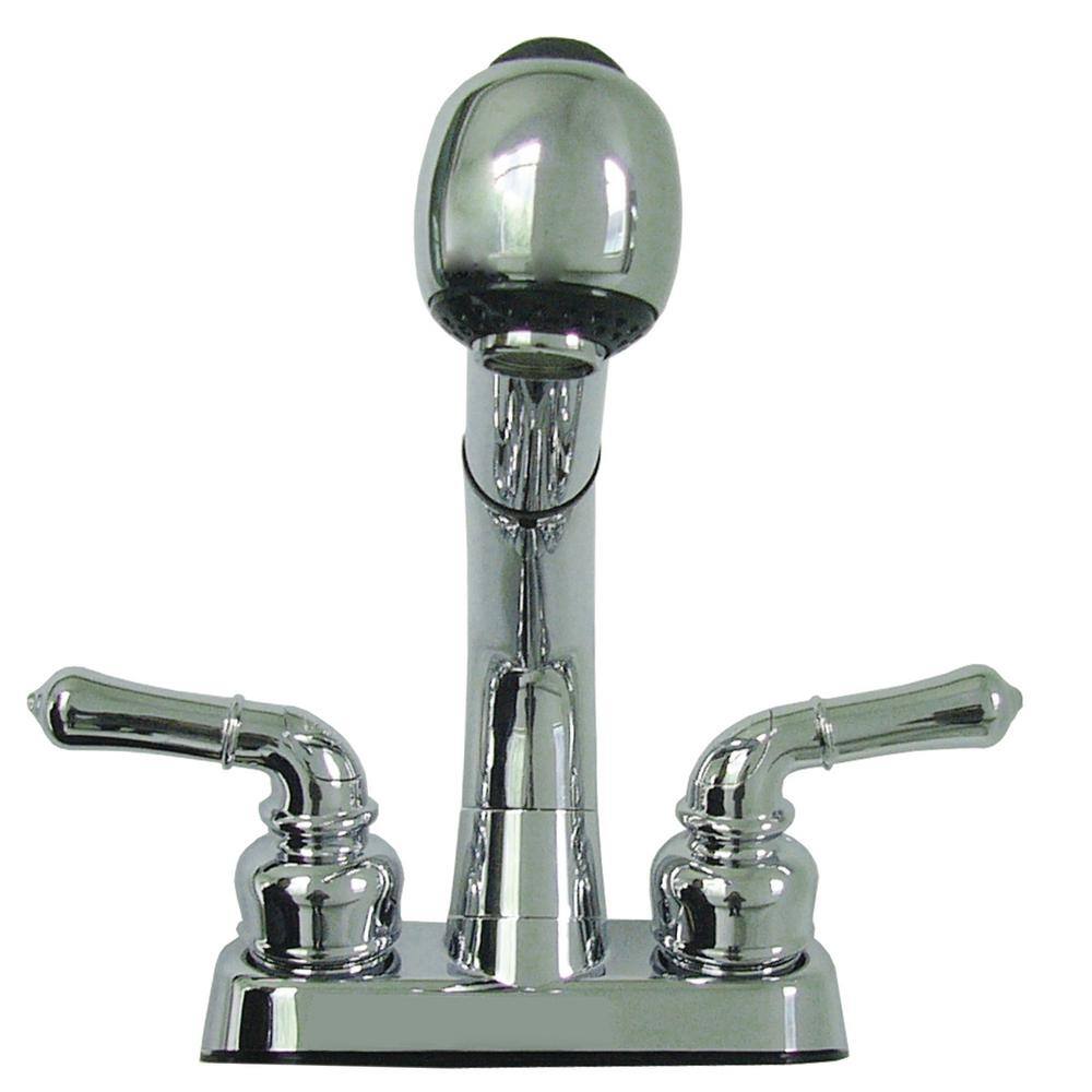 RUGGED TUB 24 in. x 22 in. Black Freestanding Utility Laundry Sink with Pullout Faucet