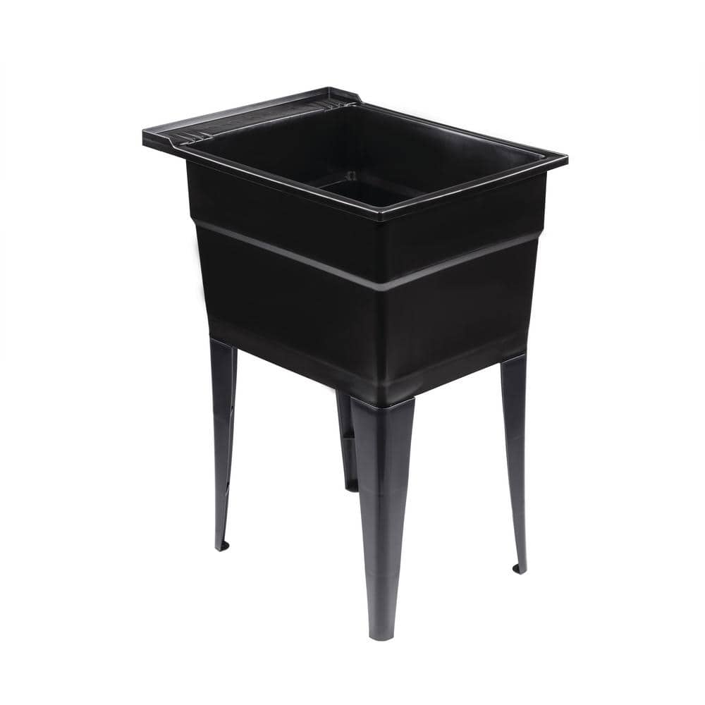 RUGGED TUB 18 in. x 24 in. Black Freestanding Utility Sink with Faucet