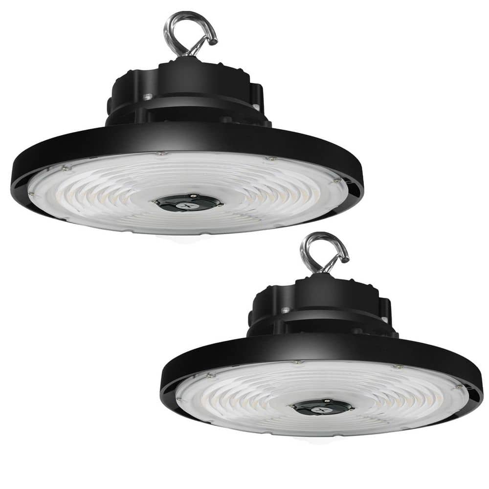 RUN BISON 12.6 in. Dimmable Integrated UFO LED High Bay Light Fixture Garage Light, 3000/4000/5000K Adjustable (2-Pack)