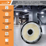 RUN BISON 12.6 in. 150/200/240-Watt Selectable Dimmable Integrated LED UFO High Bay Light with Motion Sensor, Preinstalled Hook