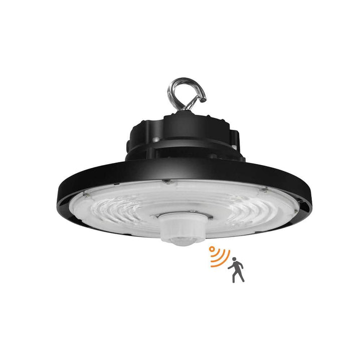 RUN BISON 12.6 in. 150/200/240-Watt Selectable Dimmable Integrated LED UFO High Bay Light with Motion Sensor, Preinstalled Hook