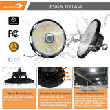 RUN BISON 12.6 in. Integrated UFO LED High Bay Light Fixture LED Commercial Lighting, Up to 36000 Lumens w/Motion Sensor (8-Pack)