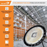 RUN BISON 10.4 in. Integrated UFO LED High Bay Light Fixture Garage Light, 4000K/5000K, 21000Lumens 0-10V Dimming(8-Pack)
