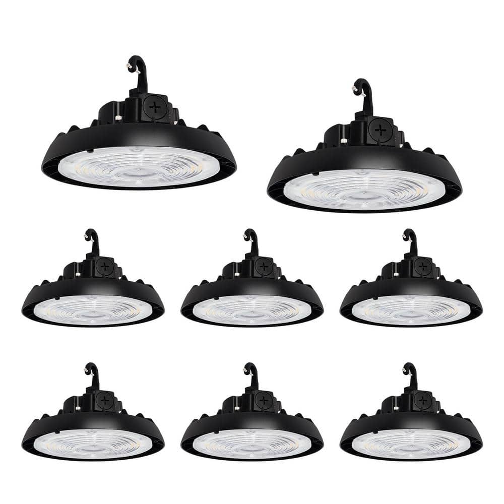RUN BISON 10.4 in. Integrated UFO LED High Bay Light Fixture Garage Light, 4000K/5000K, 21000Lumens 0-10V Dimming(8-Pack)