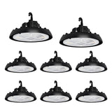 RUN BISON 10.4 in. Integrated UFO LED High Bay Light Fixture Garage Light, 4000K/5000K, 21000Lumens 0-10V Dimming(8-Pack)
