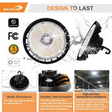 RUN BISON 10.4 in. Integrated UFO LED High Bay Light Fixture Garage Light, 4000K/5000K, 21000Lumens 0-10V Dimming(8-Pack)